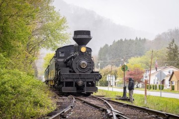 a train on a steel track